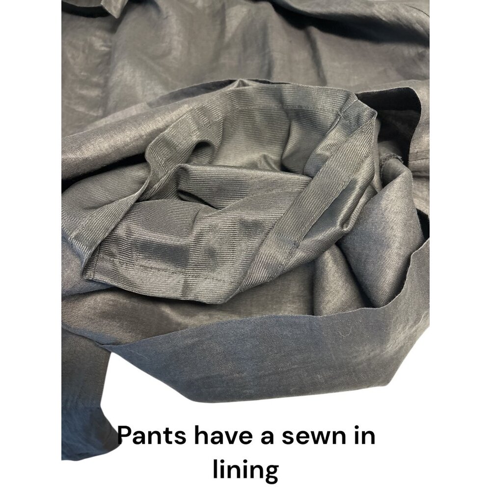 Sue Wong Studio Black Wide-Leg Pants L 100% Ramie Elastic Waistband Made In USA - Picture 10 of 10